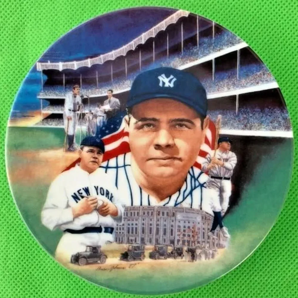 Sports Impressions 4 Mini Plate Framed Collect; Ruth, Gehrig; Wagner & Dem Bums